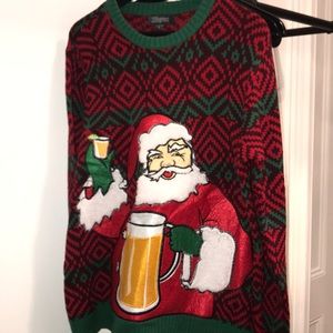 Holiday sweater with beer pouch